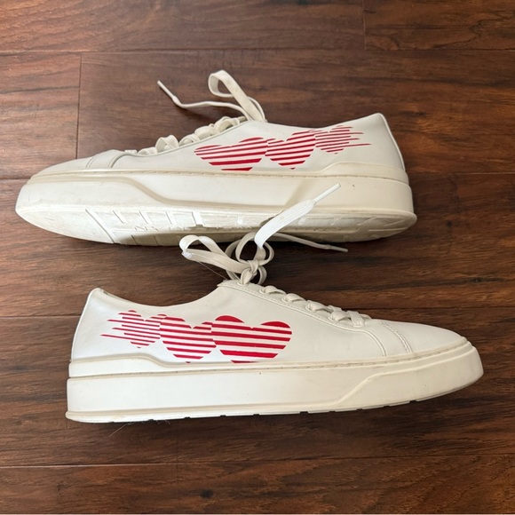 Stuart Weitzman Low Too Heart Men’s White leather Sneakers-Size 12 - Picture 8 of 14